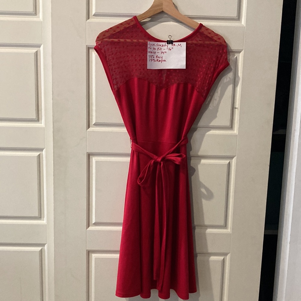 Rocksteady red lace neckline dress ModCloth size M
